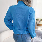 Rollkragenpullover mit Zopfmuster und überschnittenen Schultern